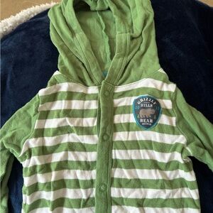 Green Striped Kids Hoodie Romper